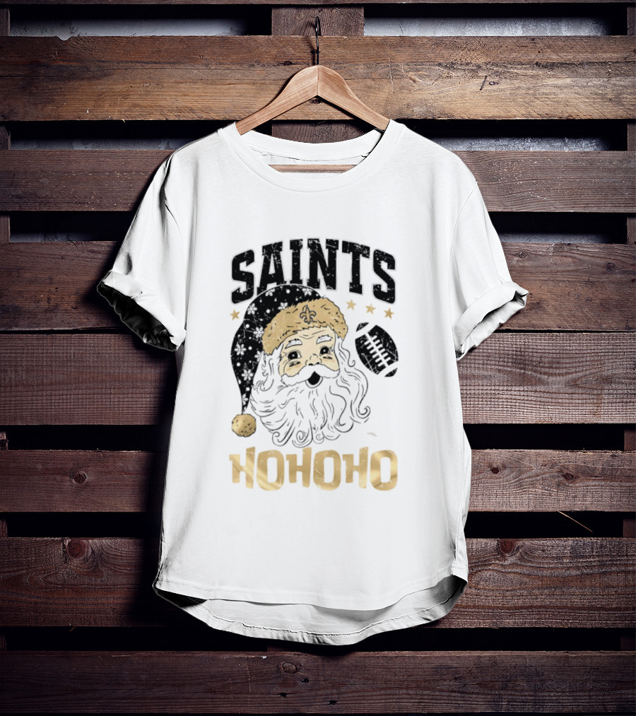 New Orleans Saints Santa Claus Ho Ho Ho Merry Christmas Football T-Shirt