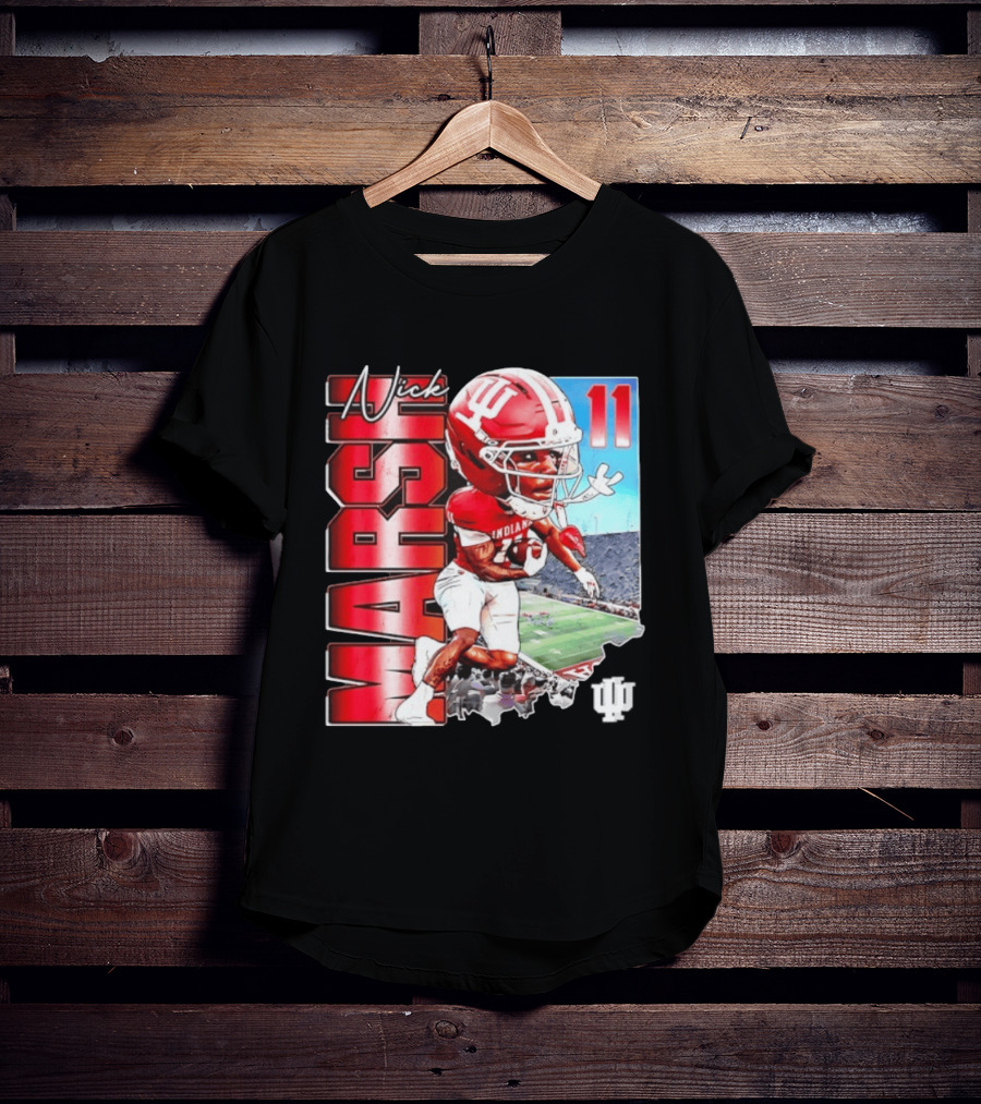 Nick Marsh Indiana Hoosiers Football Caricature 11 Stadium Scene T-Shirt