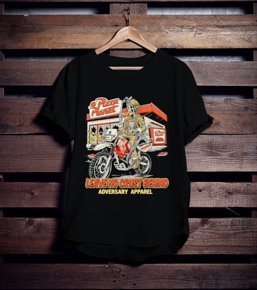 Pizza Planet Tactical Operations Department Funny Motorcycle Leave No Crust Behind T-Shirt