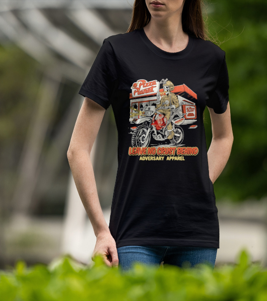 Pizza Planet Tactical Operations Department Funny Motorcycle Leave No Crust Behind T-Shirt