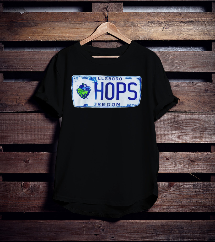 Hillsboro Hops Oregon License Plate Style With Hop Cone T-Shirt