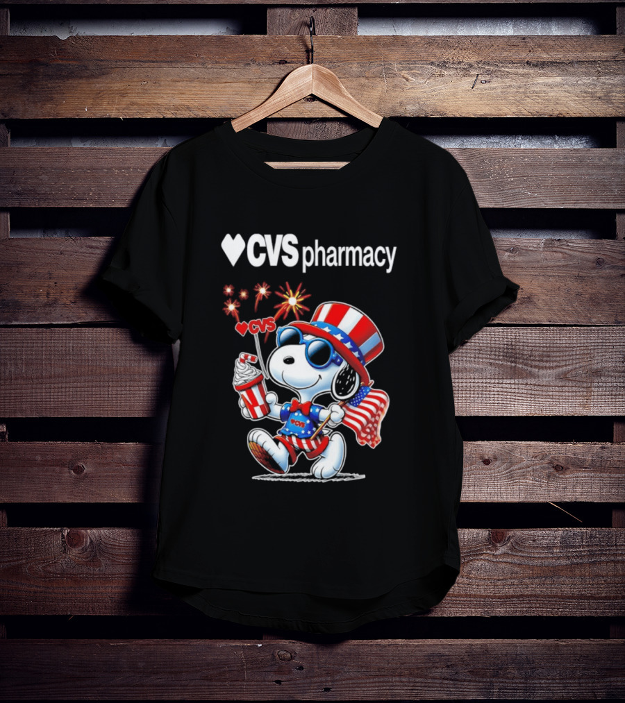Snoopy CVS Pharmacy America 1776 2026 250th Anniversary Celebration With Fireworks And Flag T-Shirt