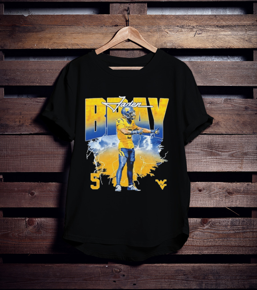 Jaden Bray 5 West Virginia Football NCAA Player WVU Mountaineers T-Shirt