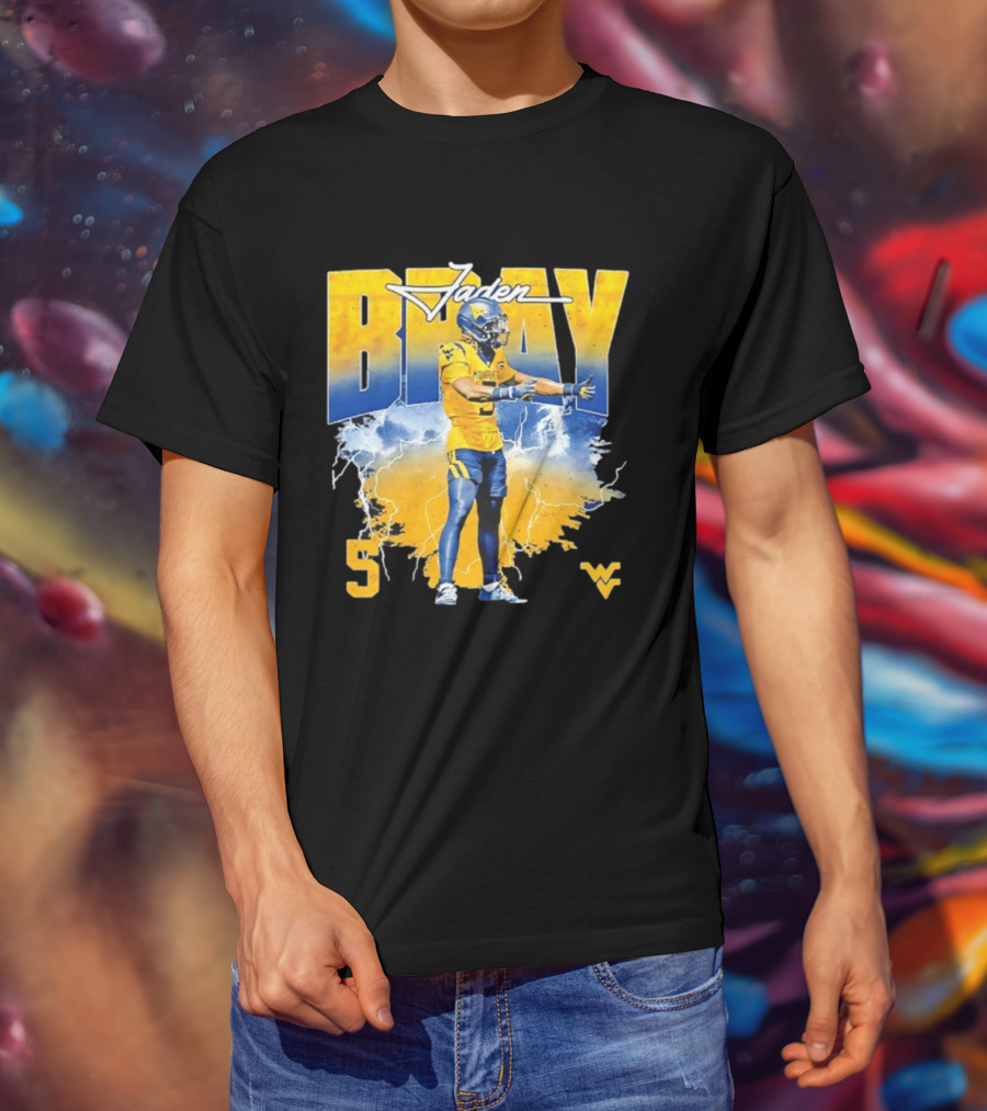 Jaden Bray 5 West Virginia Football NCAA Player WVU Mountaineers T-Shirt