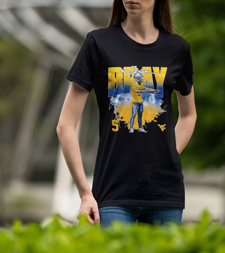 Jaden Bray 5 West Virginia Football NCAA Player WVU Mountaineers T-Shirt