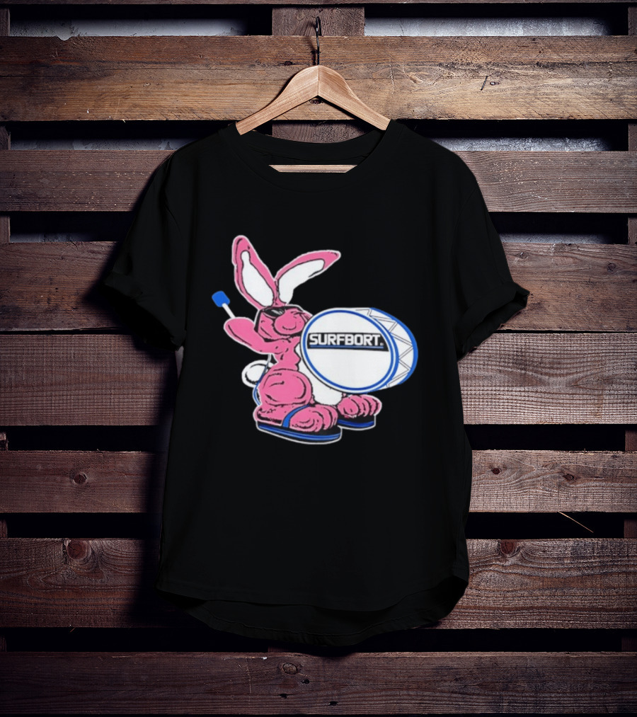 Surfbort Pink Bunny Drummer With Drumsticks And Bass Drum T-Shirt