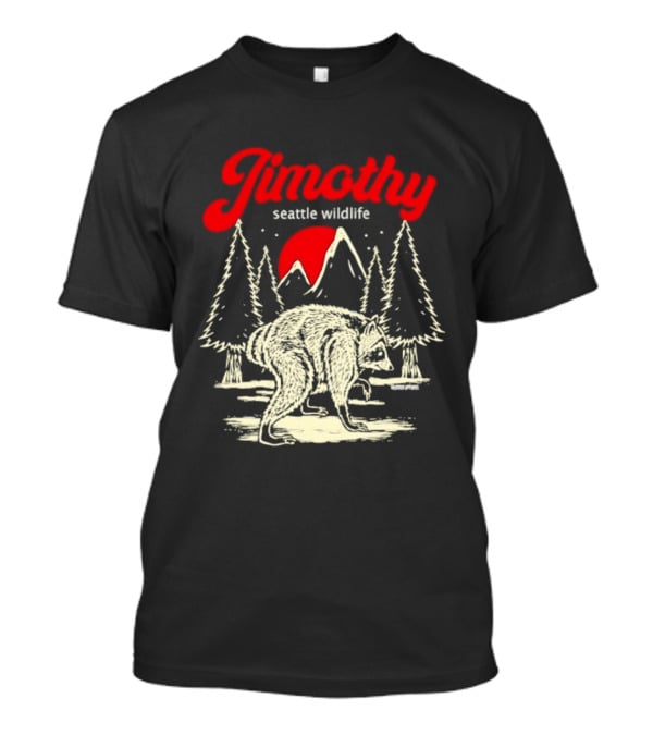 Jimothy Seattle Wildlife Raccoon Forest Moon Scene T-Shirt