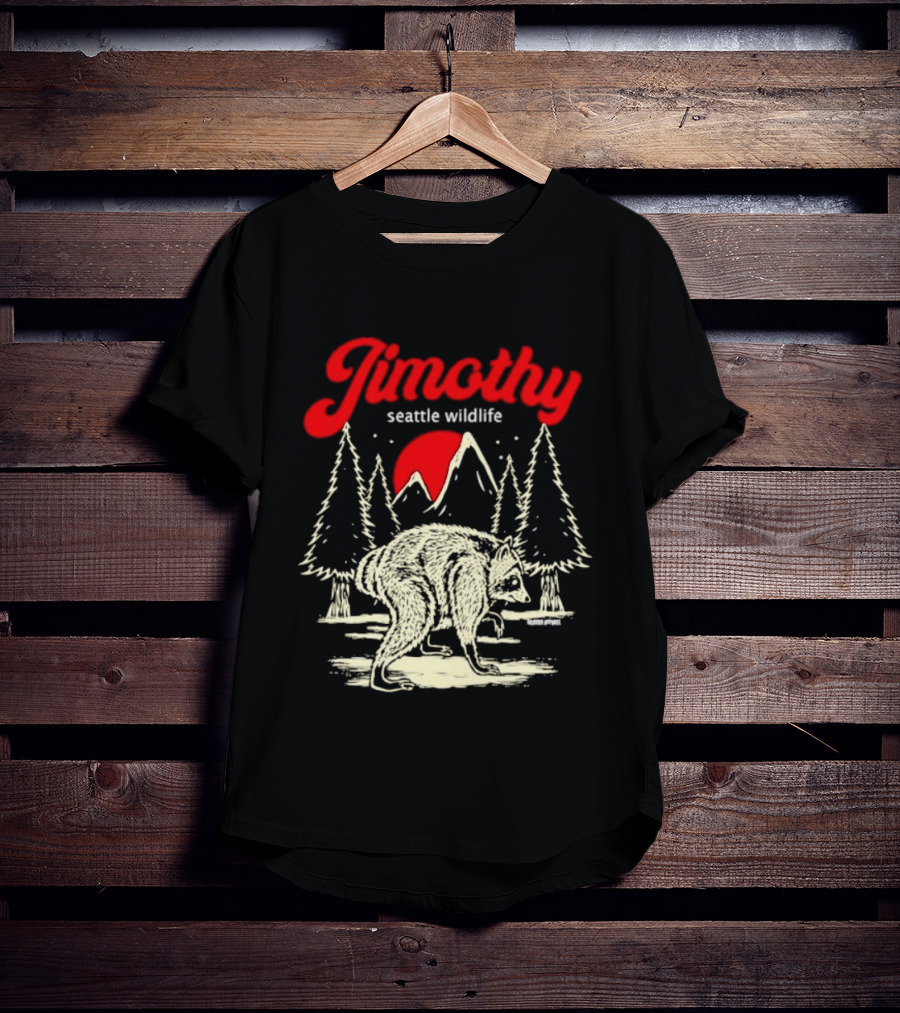 Jimothy Seattle Wildlife Raccoon Forest Moon Scene T-Shirt