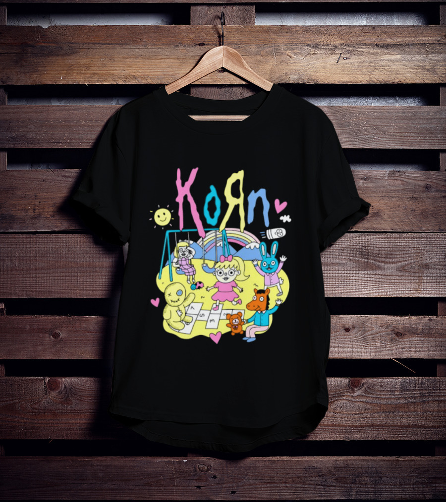 Korn Playground Cartoon Pastel Nu Metal Band T-Shirt