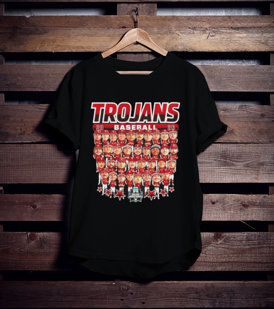 Trojans 2026 Baseball Team Caricatures NCAA College World Series T-Shirt