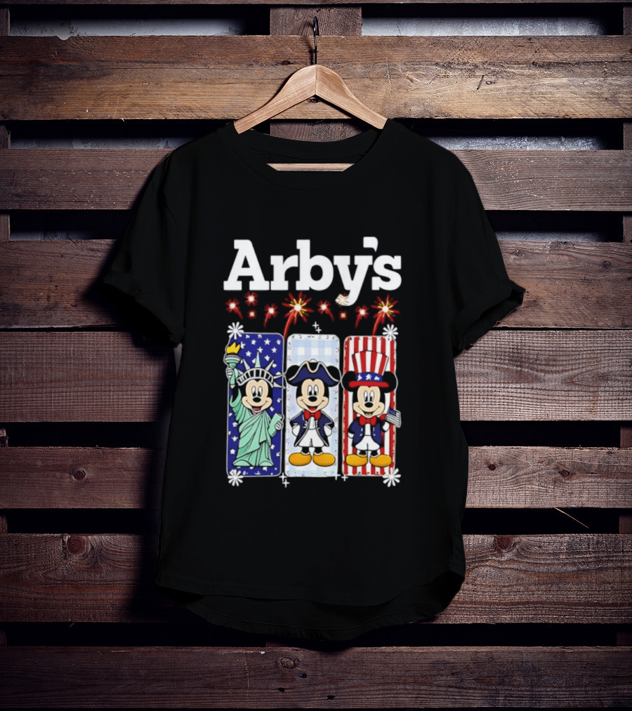 Arby's Mickey Mouse America 250th Anniversary Celebration With Statue Of Liberty And Uncle Sam Styles T-Shirt