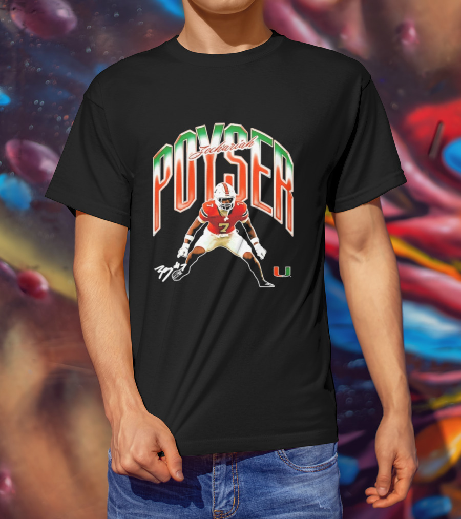 Zechariah Poyser Miami Hurricanes NCAA Football Player 7 UM T-Shirt