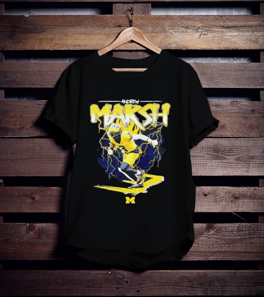 Andrew Marsh 3 Michigan Wolverines Football Player NCAA T-Shirt