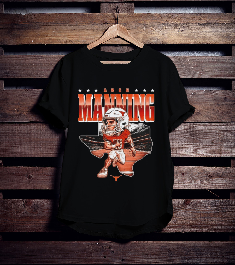 Arch Manning 16 Texas Longhorns NCAA Football Caricature Texas Stadium T-Shirt