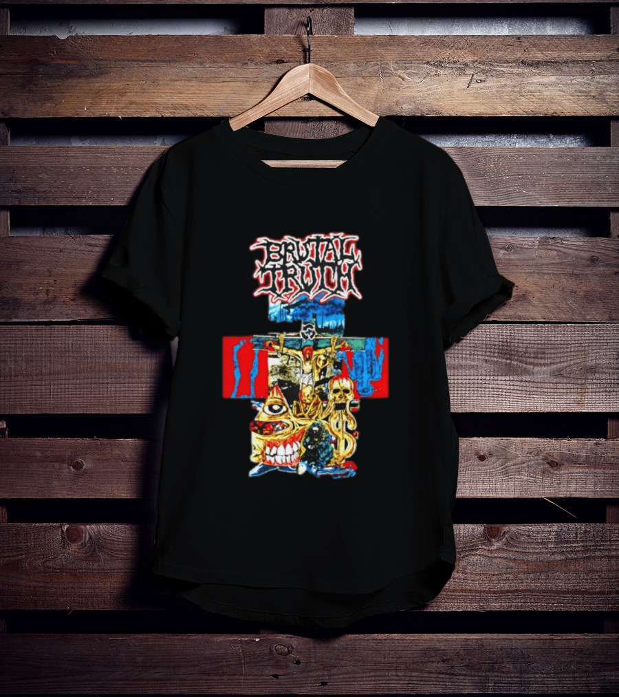 Brutal Truth Crucifix Skull Grindcore Band T-Shirt