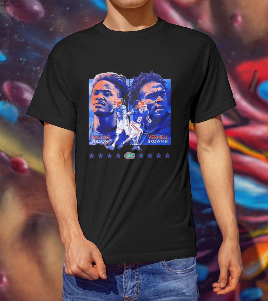 Dallas Wilson Vernell Brown III Florida Gators NCAA Football Player Portraits T-Shirt