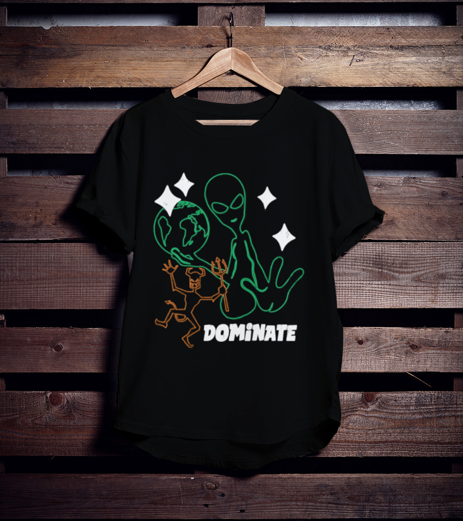Dominate Alien Devil Earth UFO Stars T-Shirt