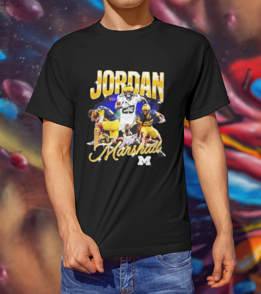 Jordan Marshall Michigan Wolverines 23 Football Collage T-Shirt