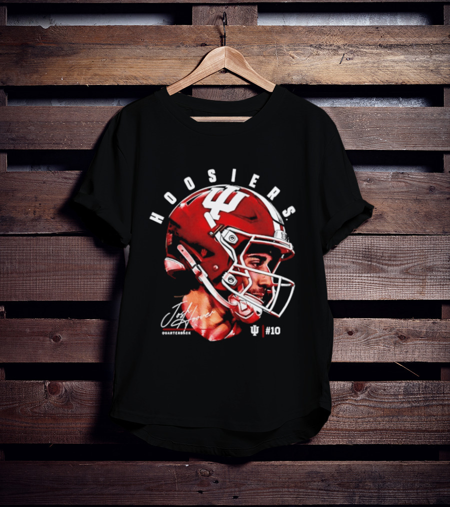 Josh Hoover 10 Indiana Hoosiers Football Helmet And Signature T-Shirt