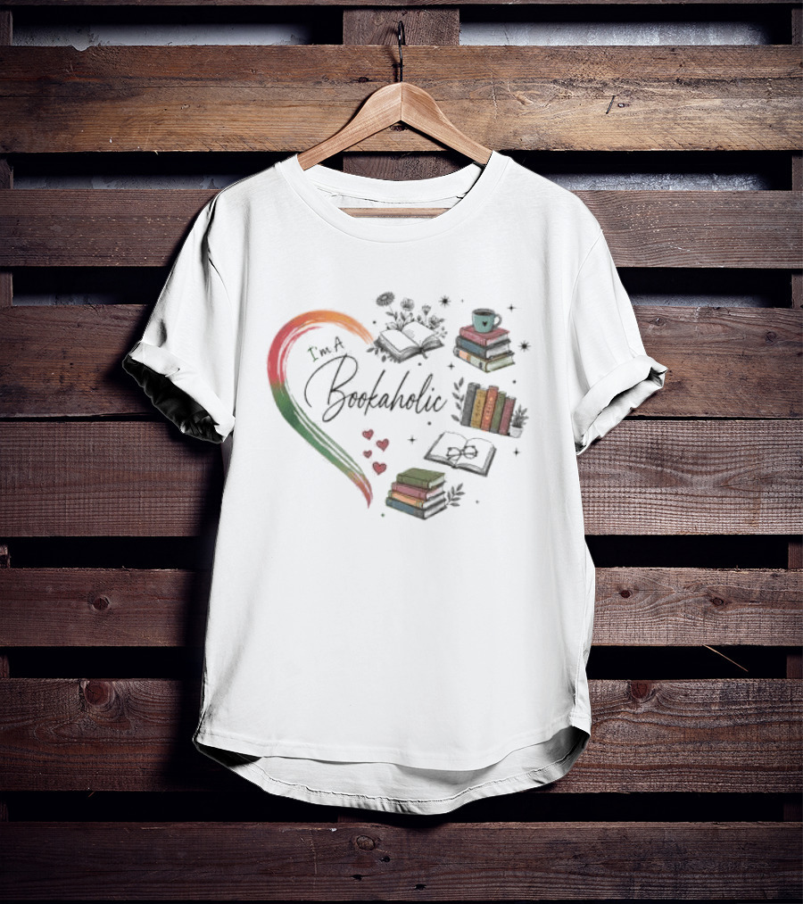 Bookaholic Heart With Books And Reading Lover T-Shirt