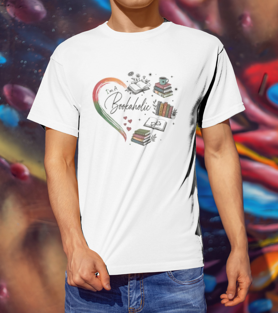 Bookaholic Heart With Books And Reading Lover T-Shirt