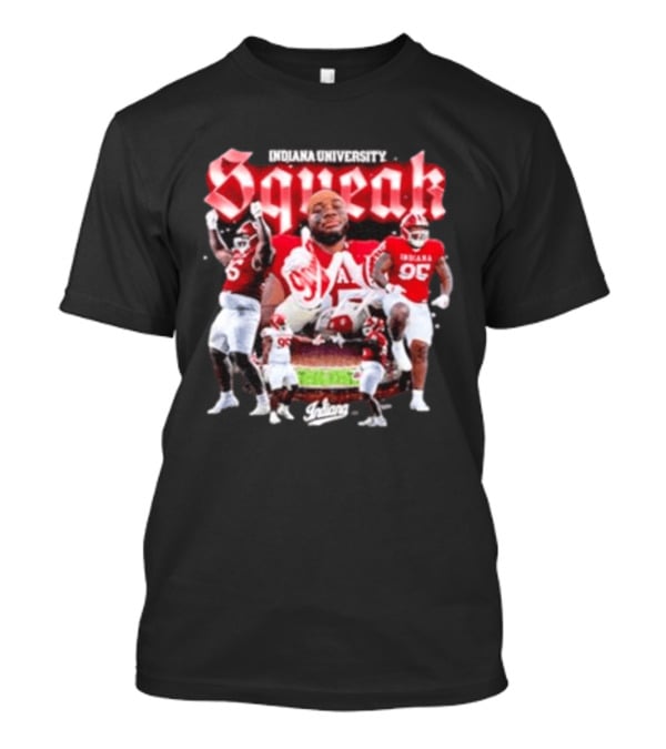 Indiana University Squeak Collage Featuring Indiana 96 Football Player In Red Uniform T-Shirt