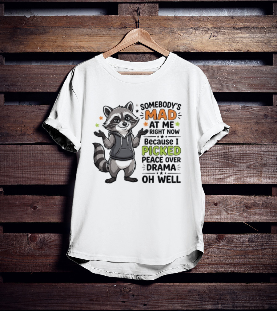 Somebody's Mad At Me Because I Picked Peace Over Drama Raccoon Oh Well T-Shirt