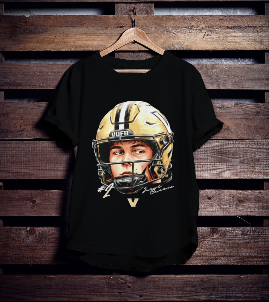 Jared Curtis 2 VUFB Vanderbilt Football Helmet T-Shirt