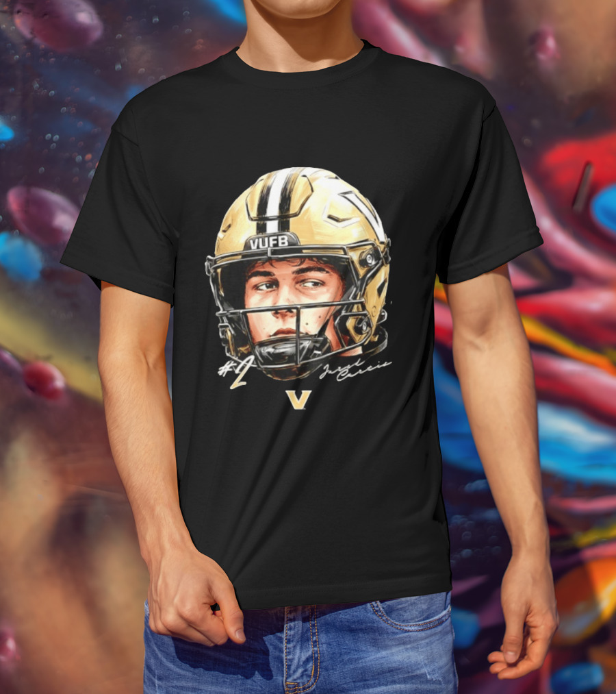 Jared Curtis 2 VUFB Vanderbilt Football Helmet T-Shirt