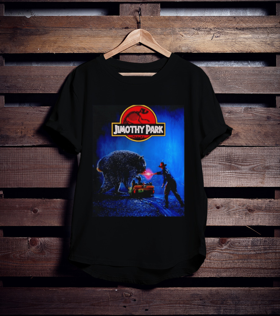 Jimothy Park Dinosaur Adventure Lampoon With Bear Scene T-Shirt