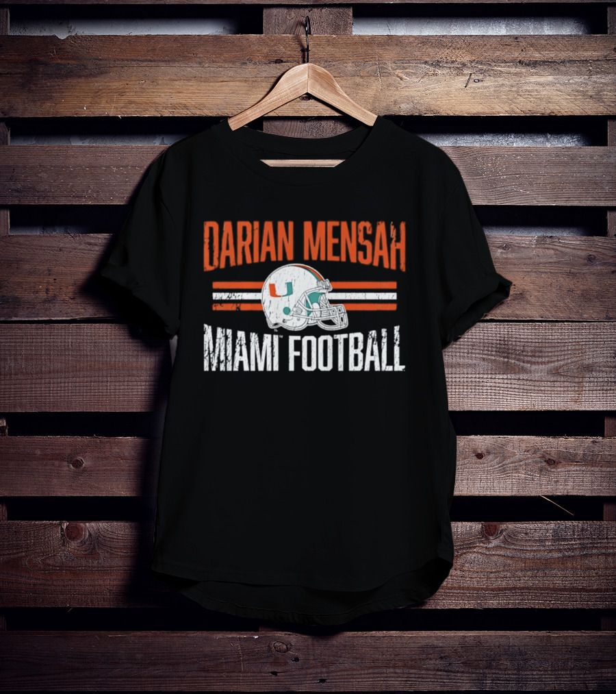 Darian Mensah Miami Football NCAA Hurricanes Helmet Hero T-Shirt