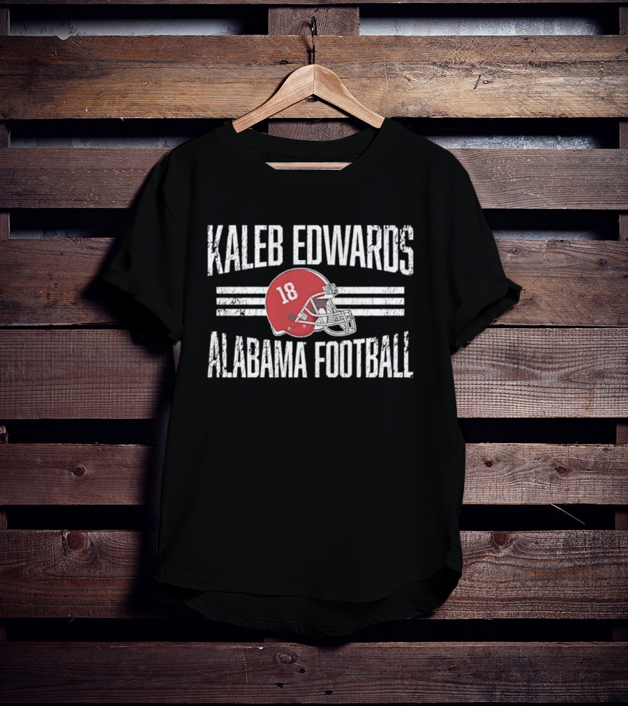 Kaleb Edwards 18 Alabama Football Helmet Hero T-Shirt