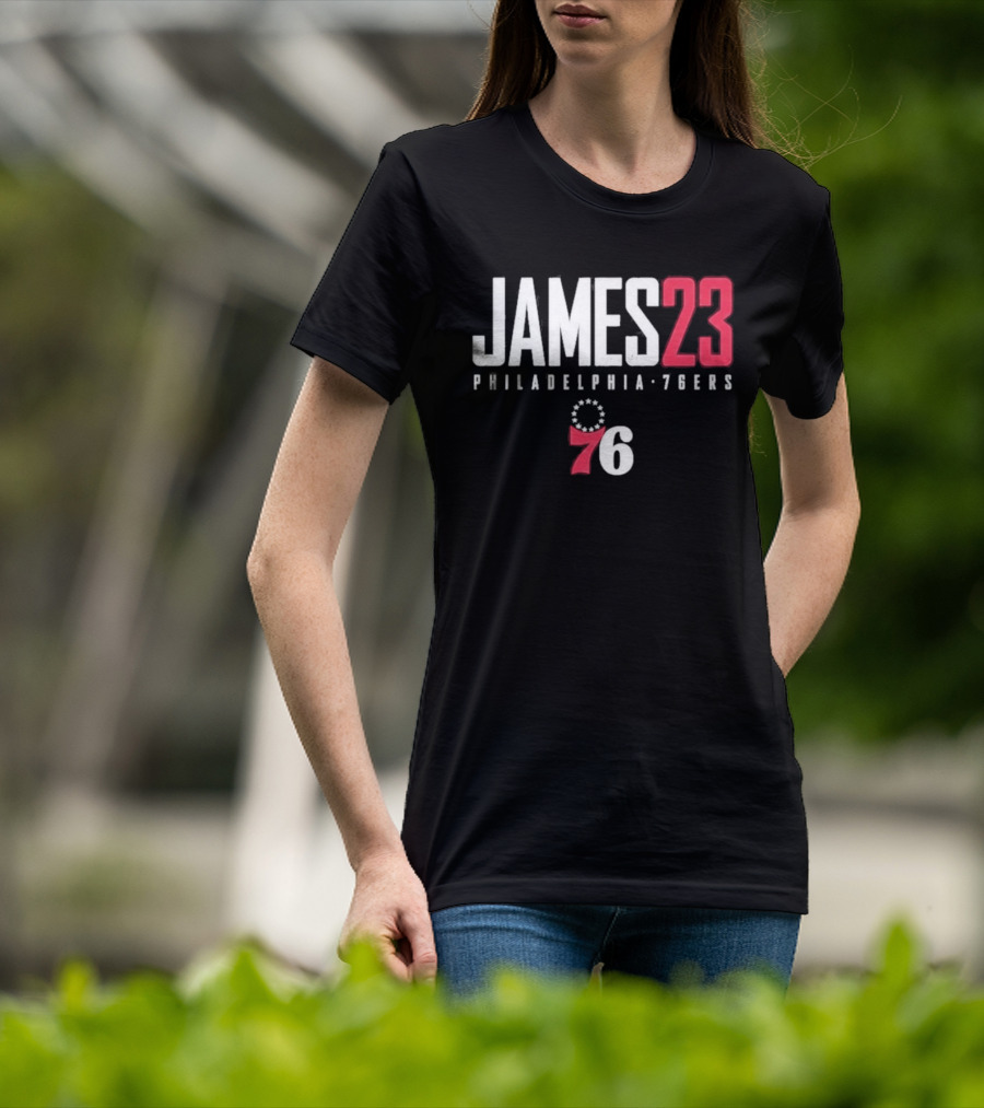 LeBron James 23 Philadelphia 76ers Distressed NBA Jersey T-Shirt