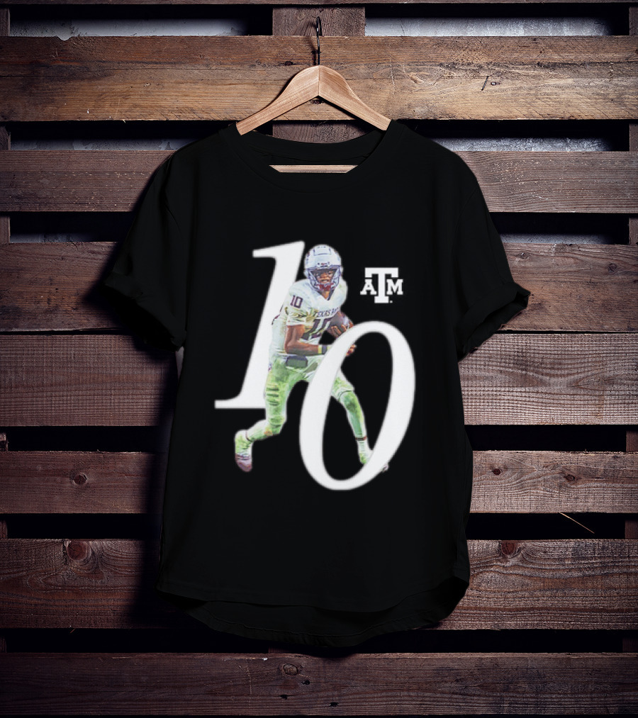 Texas A&M Aggies Marcel Reed 10 Football Player Action Pose T-Shirt