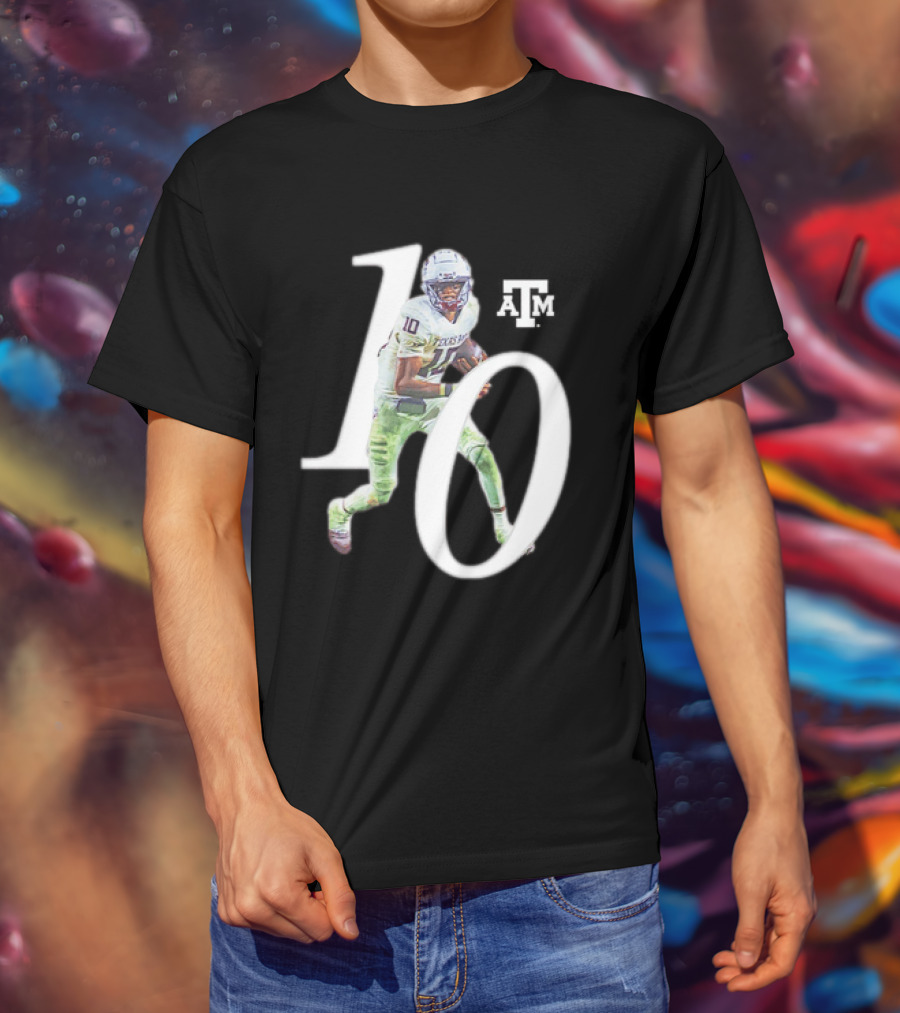 Texas A&M Aggies Marcel Reed 10 Football Player Action Pose T-Shirt