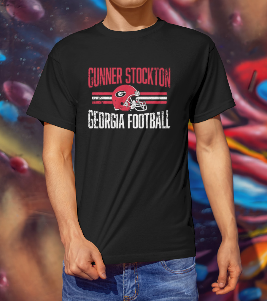 Gunner Stockton Georgia Football Helmet UGA Bulldogs NCAA T-Shirt