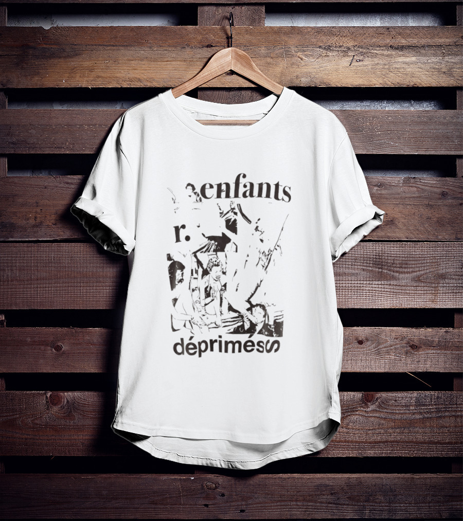 Enfants R Deprimes Monochrome Sketch Print T-Shirt