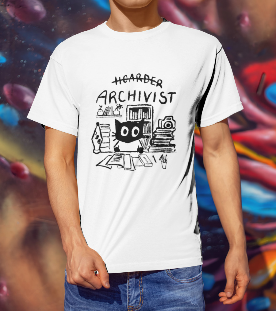 Cat Hoarder Archivist Bookworm Librarian T-Shirt
