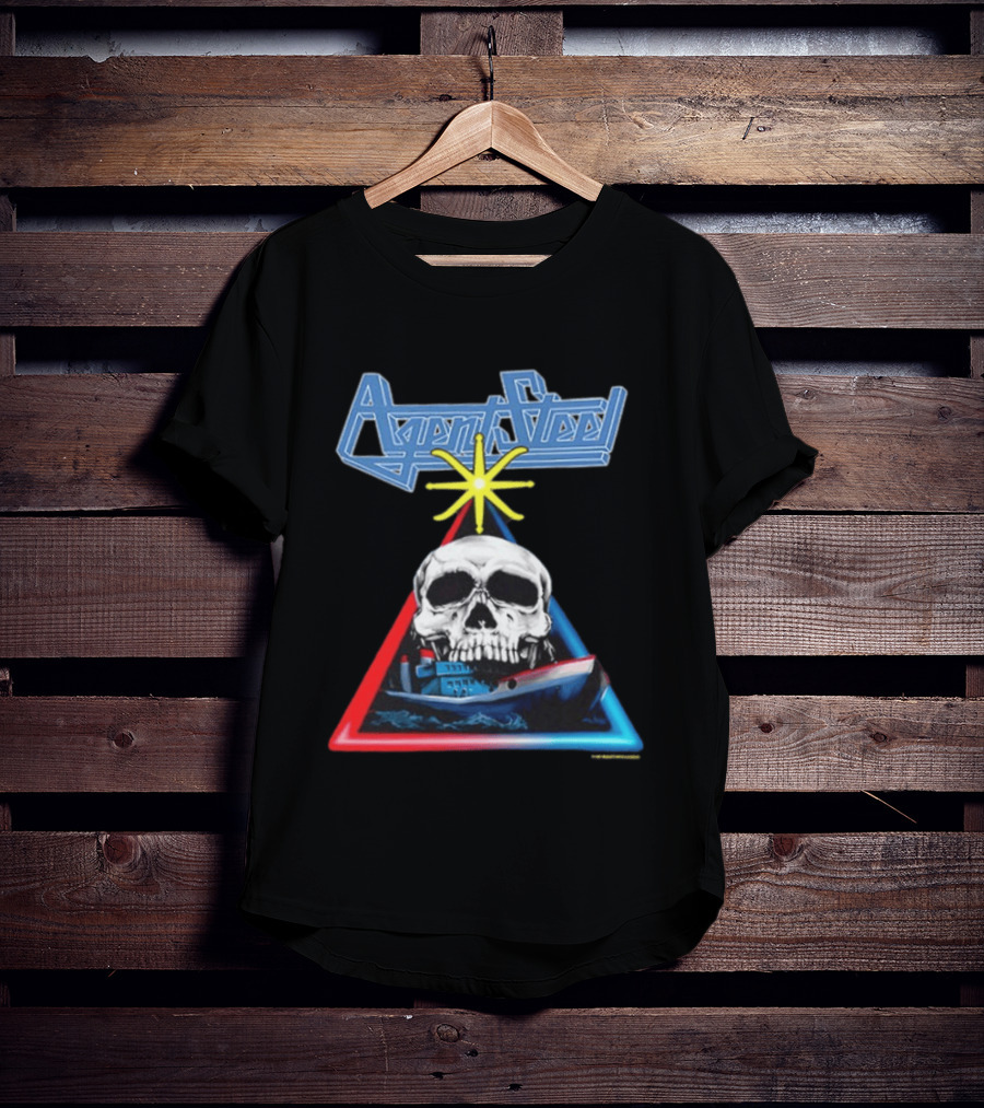 Agent Steel The Road To Atlantis Tour 1987 Skull Ship London Hamburg Two Sided T-Shirt