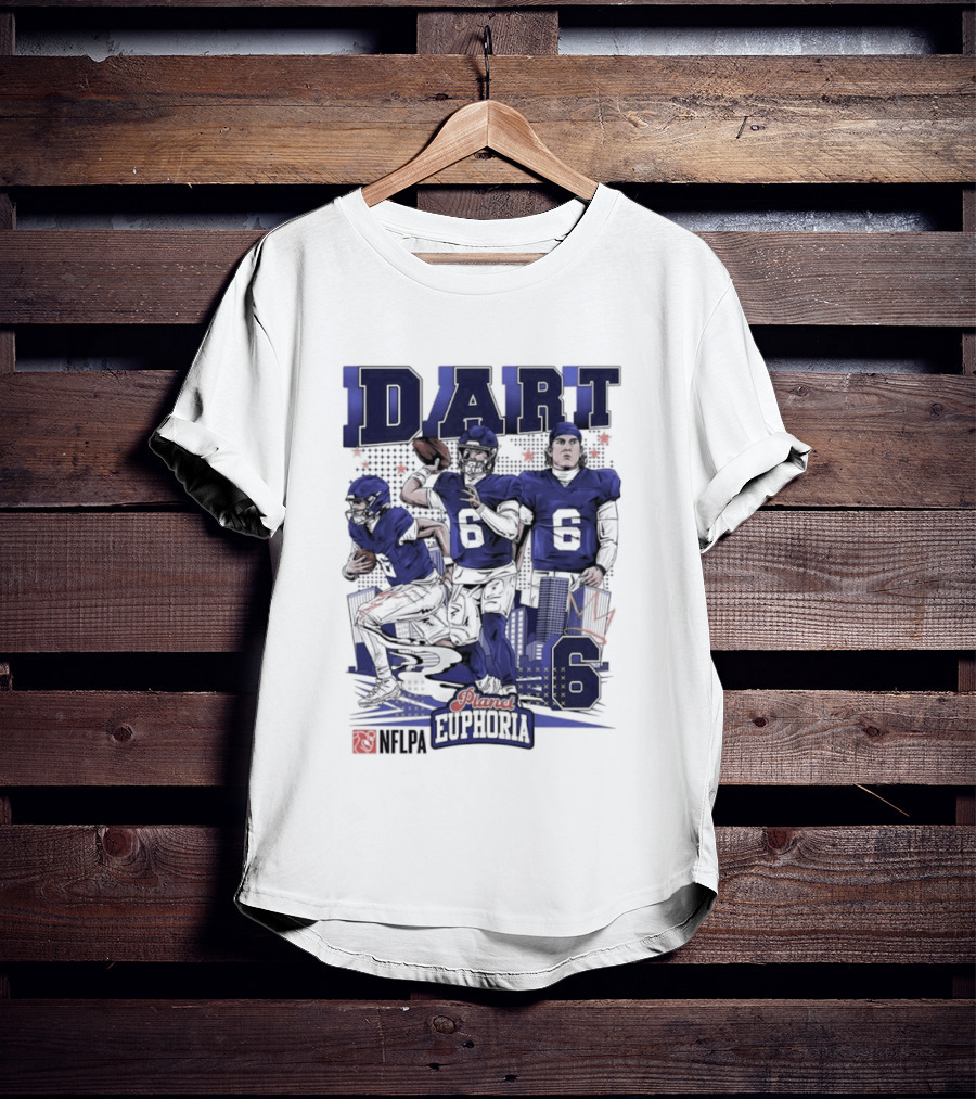 Jaxson Dart #6 New York Giants Football Comic Superpower Quarterback T-Shirt