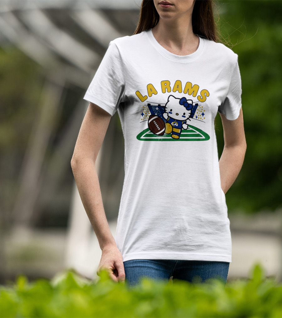 LA Rams Hello Kitty Football Kicking Stadium Scene T-Shirt