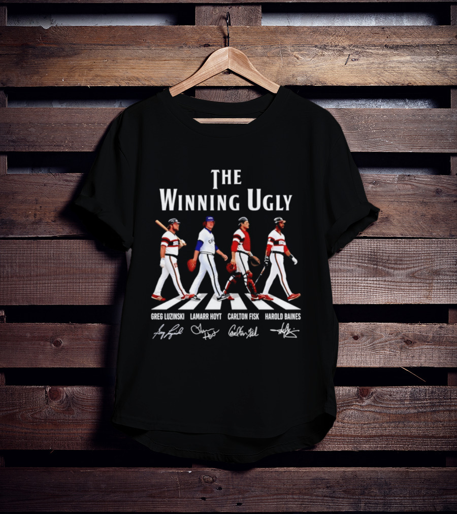 Chicago White Sox The Winning Ugly Greg Luzinski Lamarr Hoyt Carlton Fisk Harold Baines Signatures Abbey Road T-Shirt