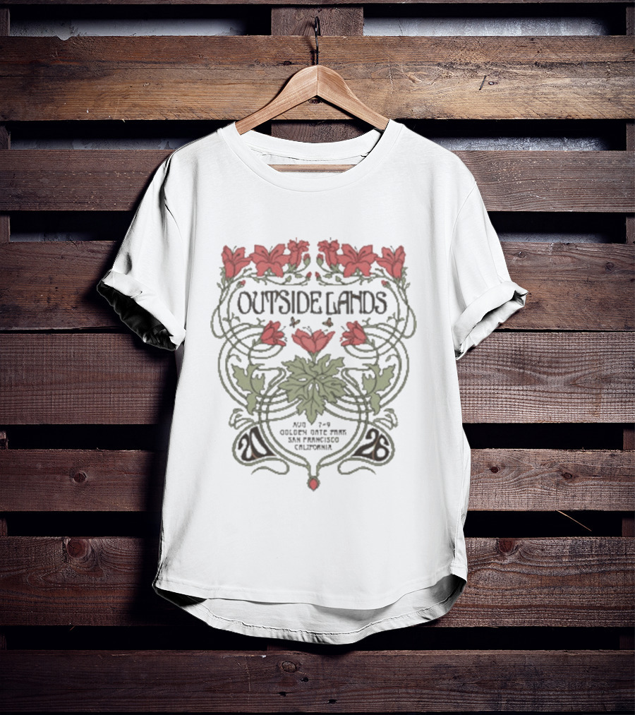 Outside Lands Golden Gate Park 2026 San Francisco CA Floral Art Nouveau T-Shirt