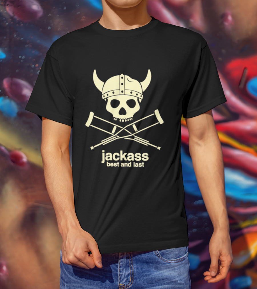 Jackass Best And Last Viking Skull With Crutches T-Shirt