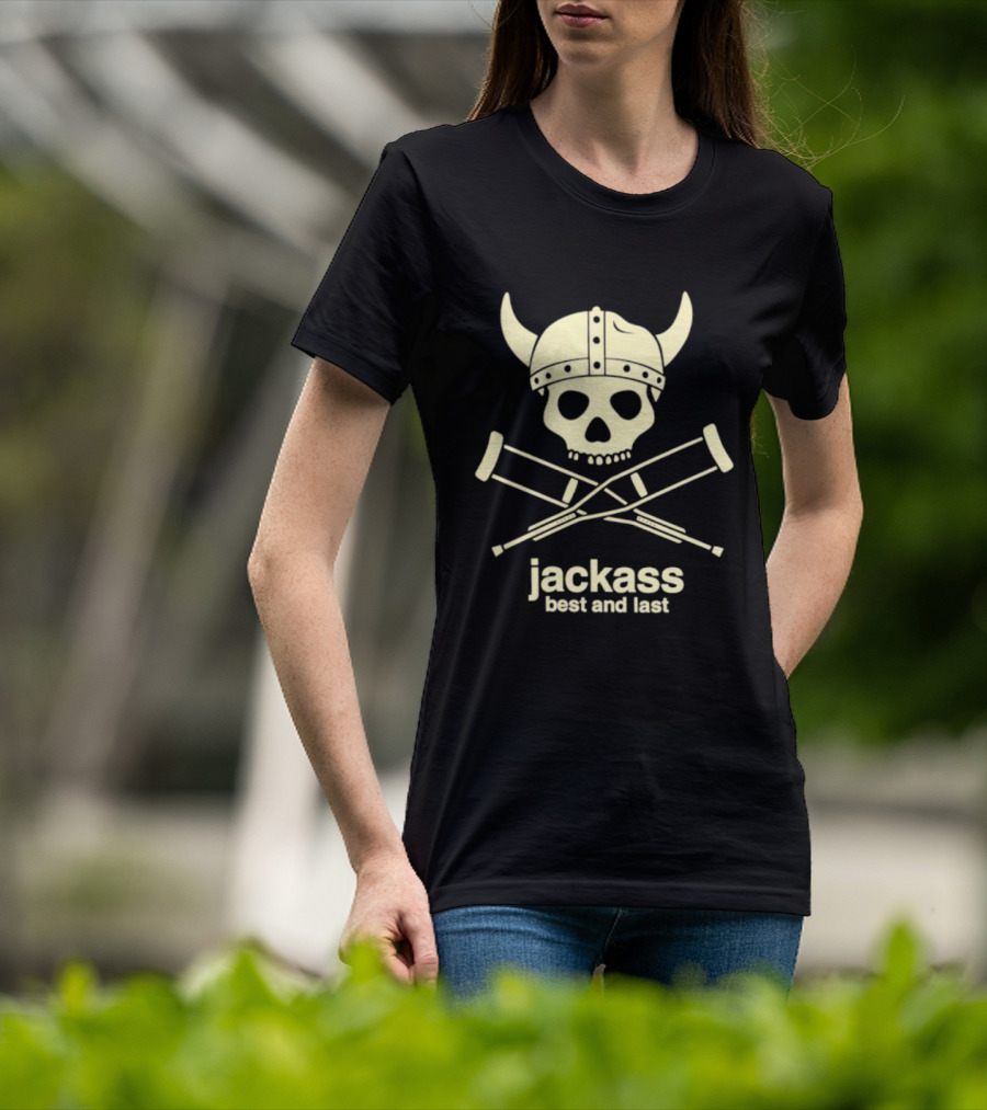 Jackass Best And Last Viking Skull With Crutches T-Shirt