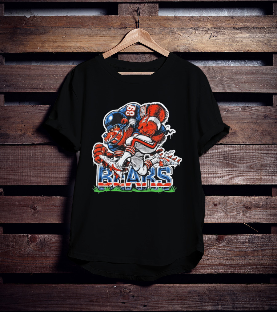Mike Ditka 89 Chicago Bears Football Bear Fierce Cartoon Helmet T-Shirt