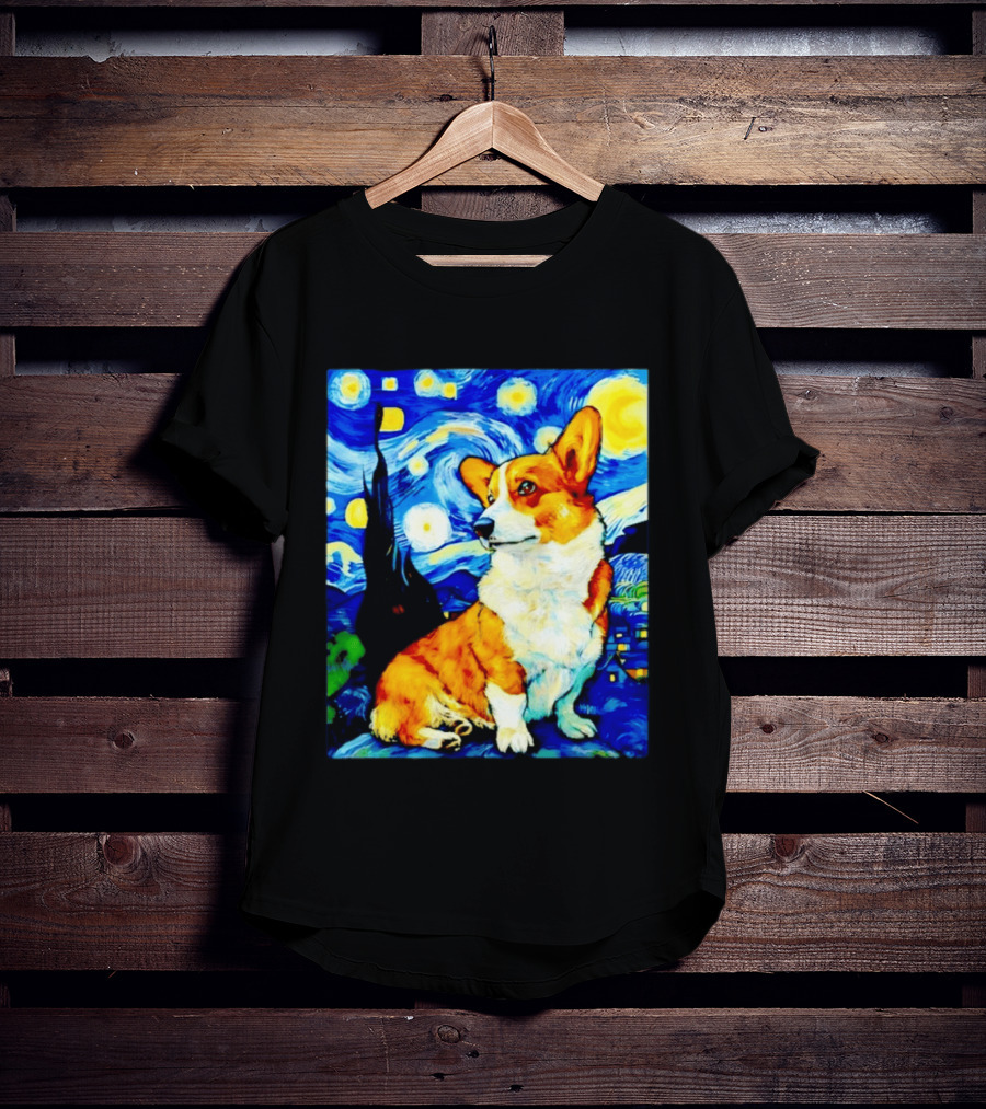 Corgi The Starry Night Vincent Van Gogh Dog Art Collaboration T-Shirt