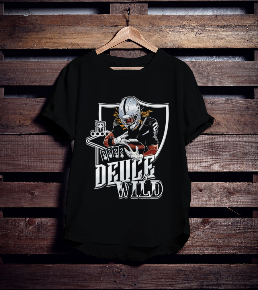 Deuce Is Wild Las Vegas Raiders Football Poker Theme Iconic Quarterback T-Shirt