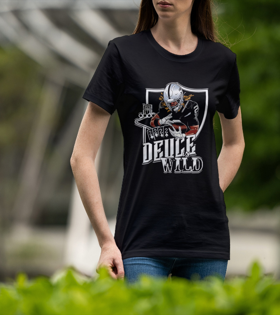 Deuce Is Wild Las Vegas Raiders Football Poker Theme Iconic Quarterback T-Shirt
