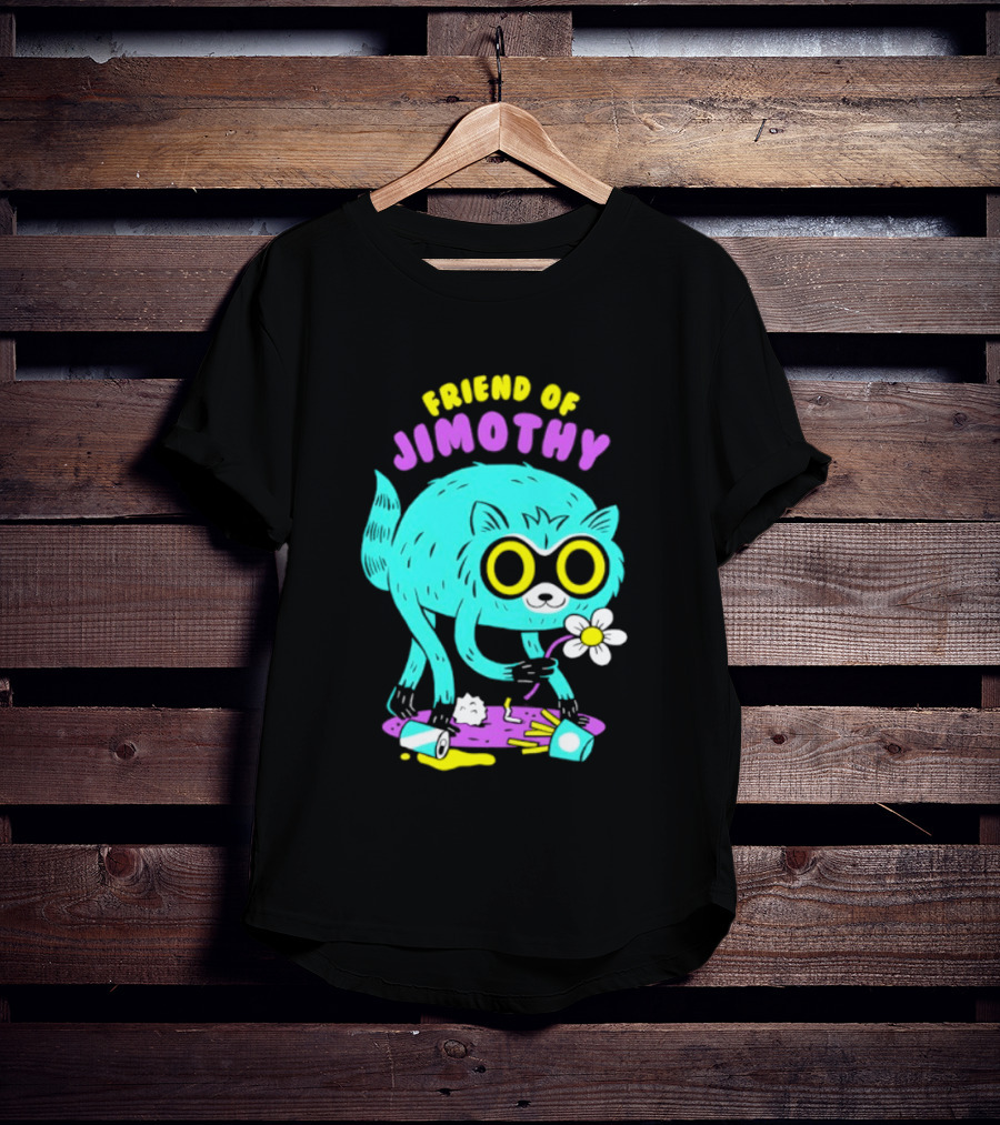 Friend Of Jimothy Raccoon Holding Flower Cute Cartoon T-Shirt